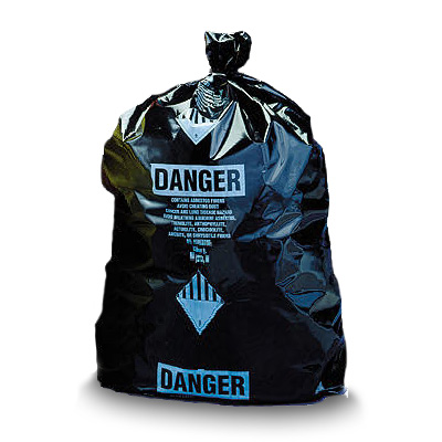 Asbestos Disposal Bags - 6 Mil 33" x 50" Black Printed - 50/roll - Click Image to Close