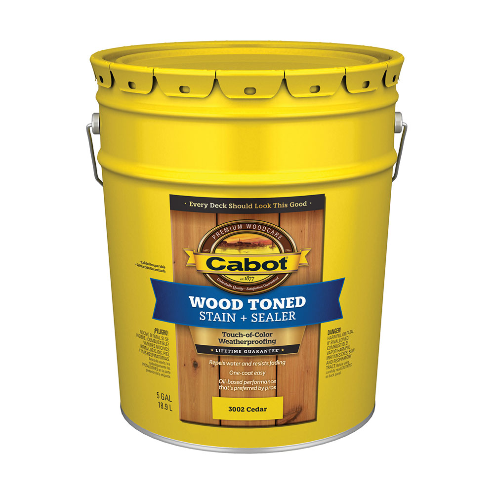 Cabot 3000 Series Wood Toned Stain + Sealer - Exterior Wood Stain Deck Finish - 5 Gallons - Cedar #3002