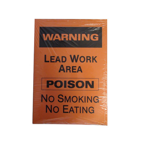 "Warning Lead Work Area" Sign - Hazard Paper - 14'' x 20'' - Pack of 100 - Click Image to Close