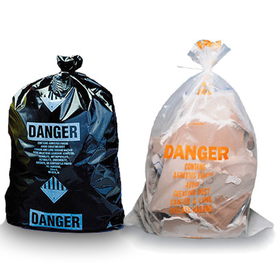 Asbestos Disposal Bags - 6 Mil 33" x 50" Black Printed - 50/roll - Click Image to Close