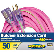 Voltec 05-00152 Extention Cord 50ft. Pink/Lime 12/3 w/Lighted Ends