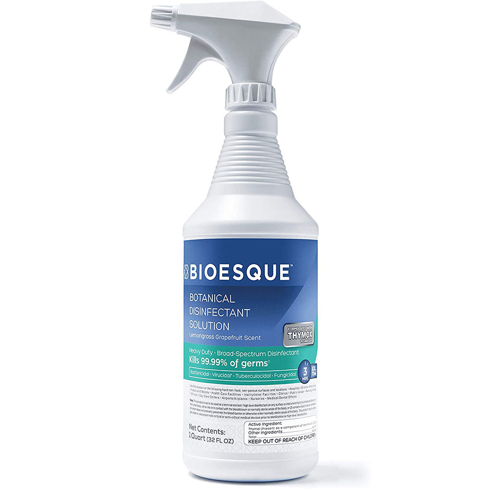 Bioesque Botanical Disinfectant Solution, Kills 99.9% of Bacteria, Case of 12 Quart Bottles