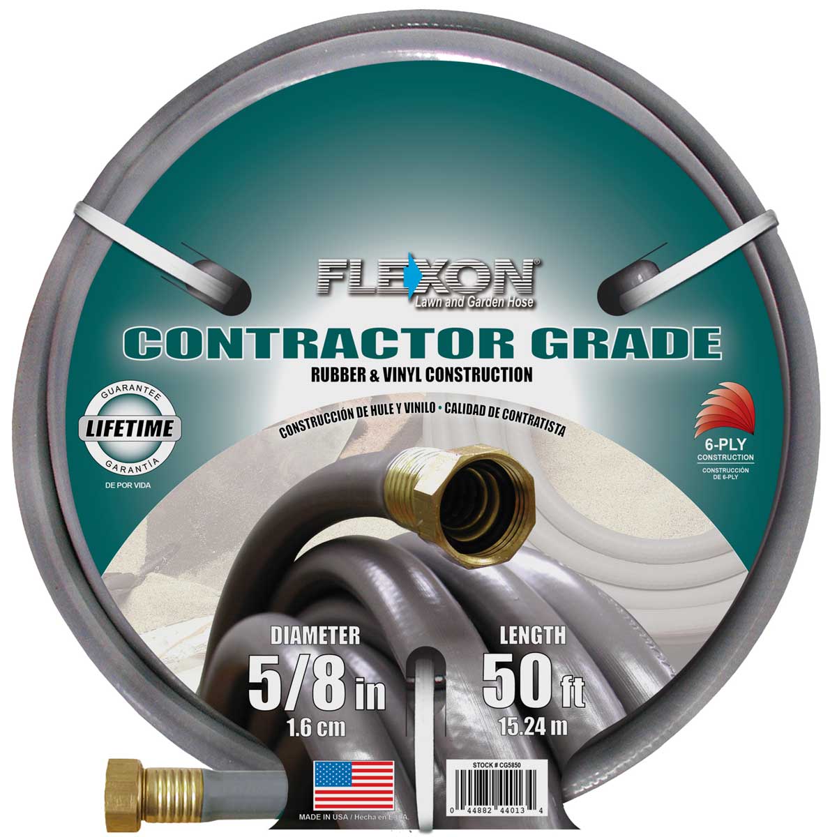 Flexon Contractor Grade Rubber & Vinyl Hose 50'x5/8" - Click Image to Close