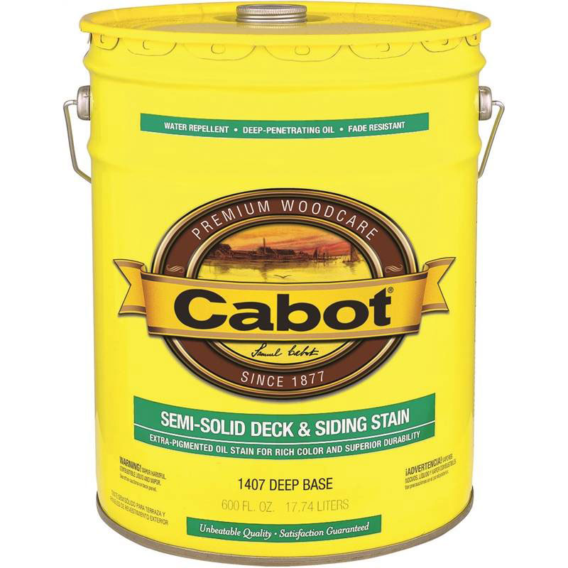 Cabot 1400 Semi Solid Deck Stain - Exterior Wood Finish, 5 Gallons - Deep Base Color Selection