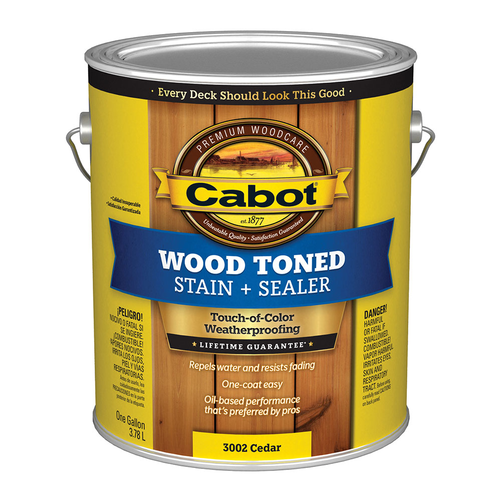 Cabot 3000 Series Wood Toned Stain + Sealer - Exterior Wood Stain Deck Finish - 1 Gallon - Cedar #3002