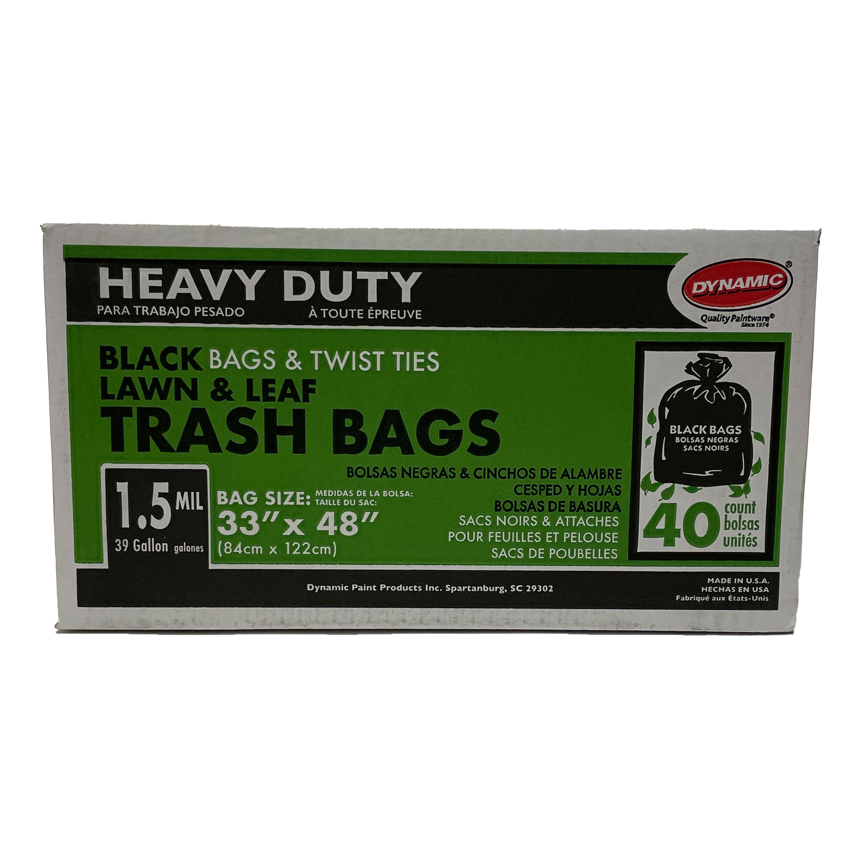 39 Gallon Lawn and Leaf Trash Bag with Twist Tie Pack of 40 Black