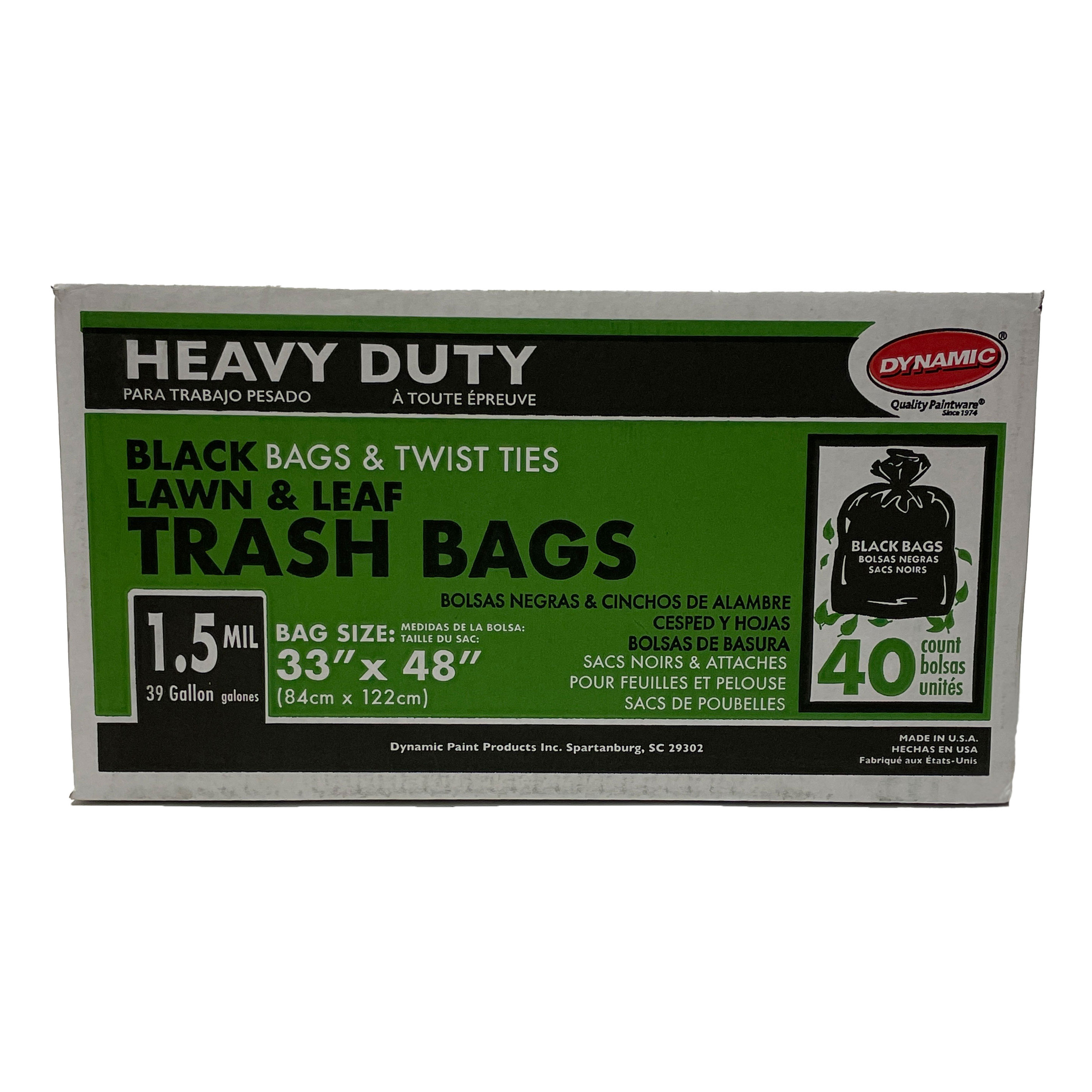 Perk Twist-Tie Heavy-Duty Trash Bags, 45 gal, 1.1 mil, 45 x 38, Black, 25/Box