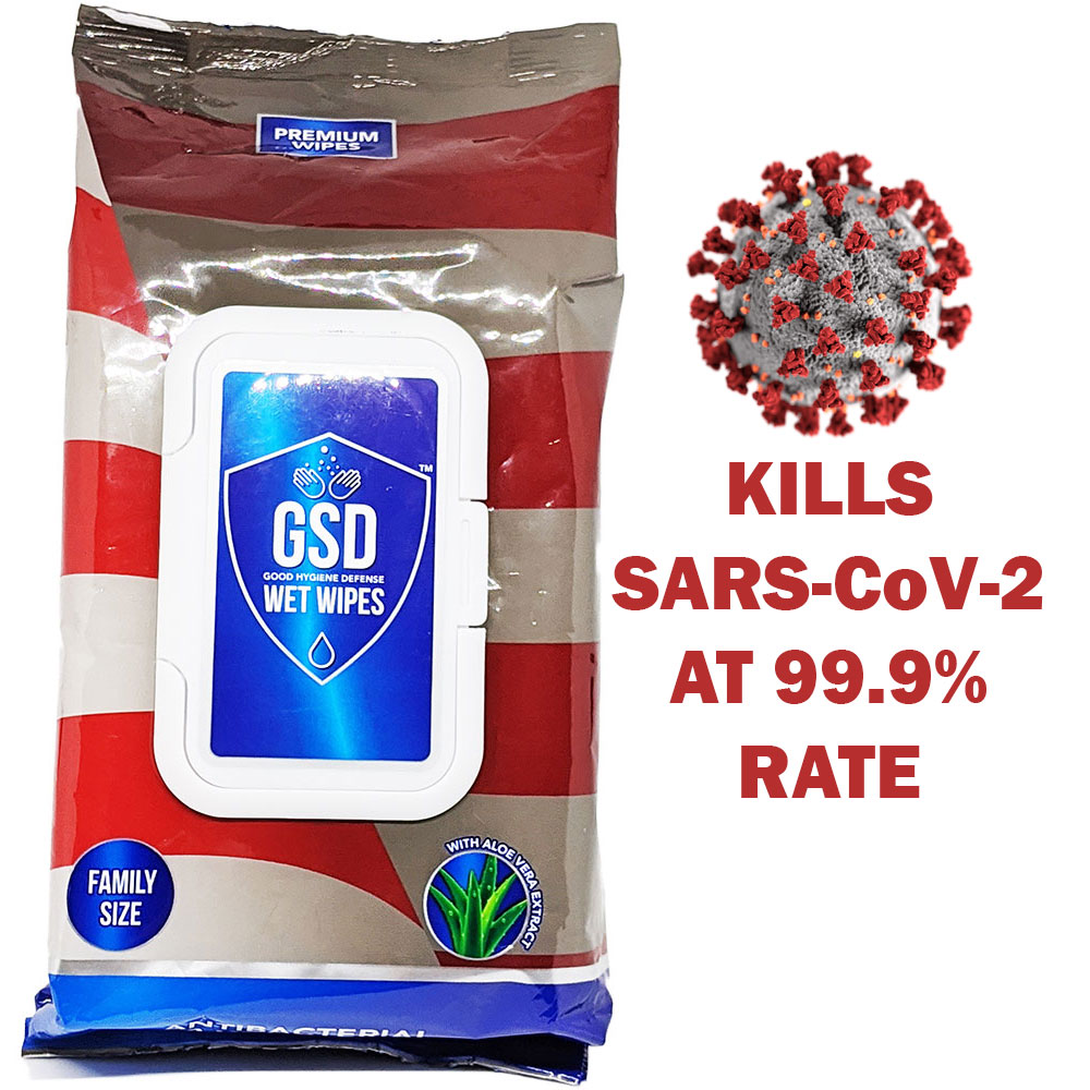 GSD Good Hygiene Wipes, Antibacterial Wet Wipes for Sanitizing and Disinfecting, Kills SARS-CoV-2 at 99.9% Rate, 80 per pack