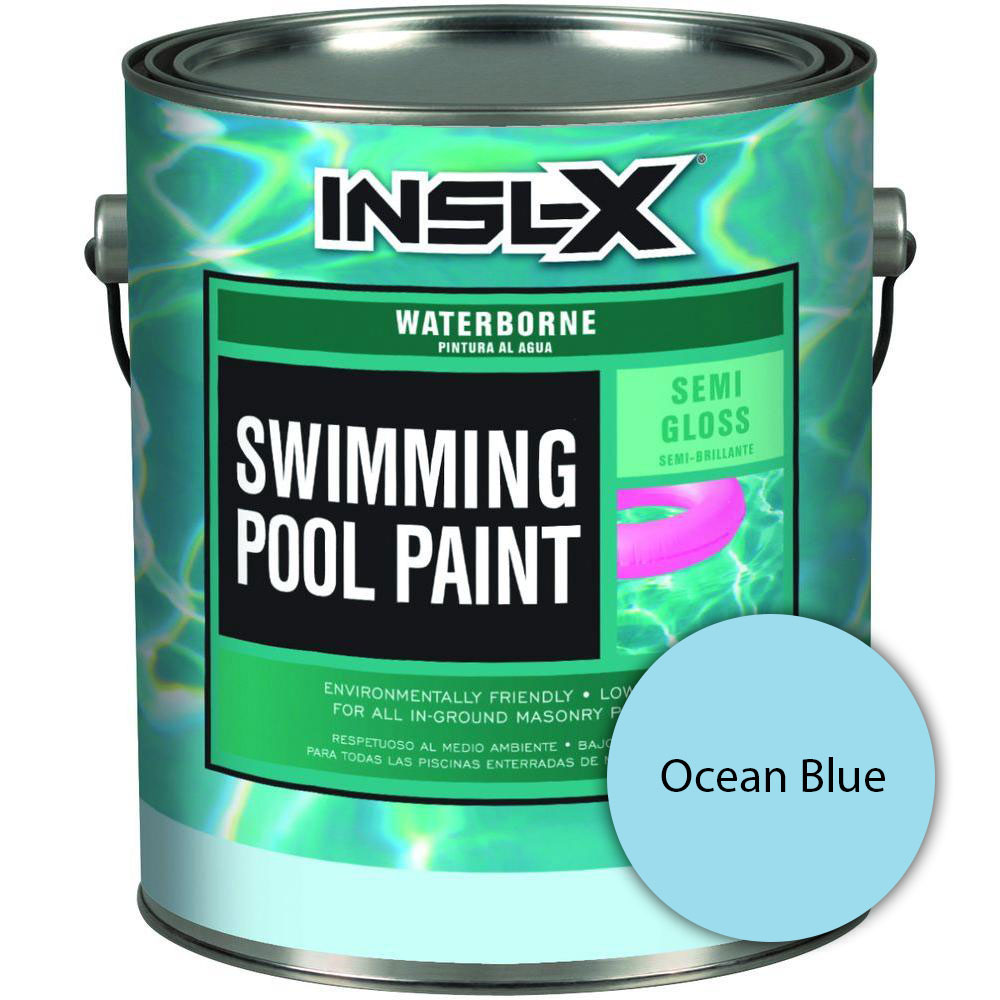INSL-X by Benjamin Moore, Semi Gloss Waterborne Pool Paint, Ocean Blue, 1 Gallon - Click Image to Close