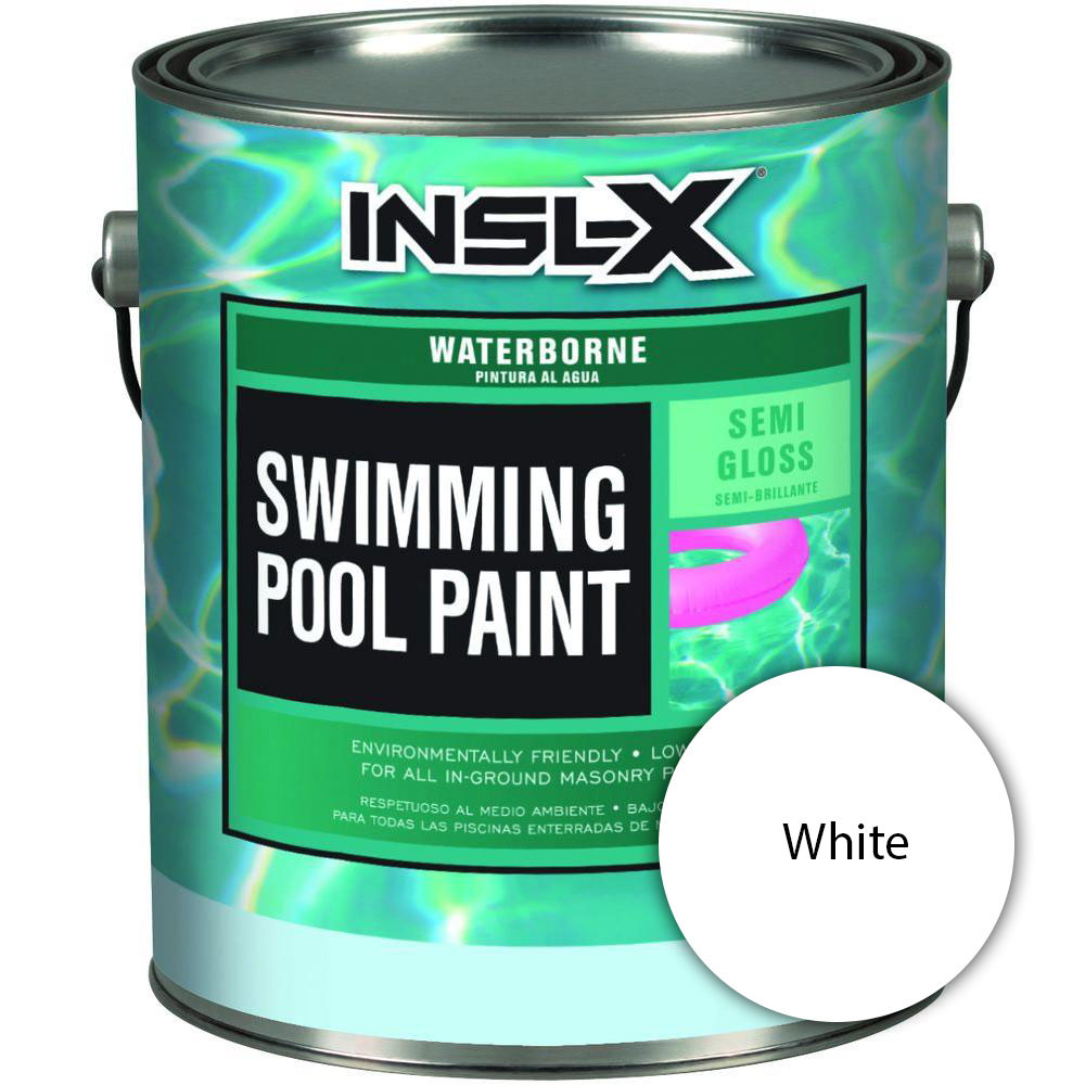 INSL-X by Benjamin Moore, Semi Gloss Waterborne Pool Paint, White, 1 Gallon - Click Image to Close