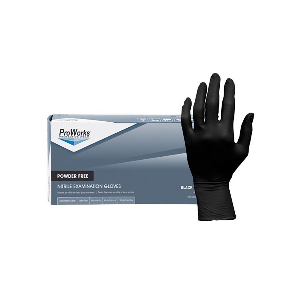 NuTREND ProWorks Black Disposable Exam Gloves, 5Mil, 100/Box - Large