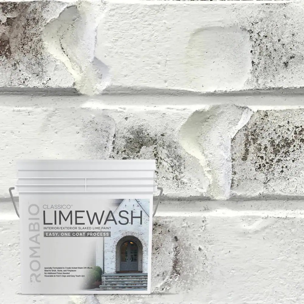 Romabio Classico Limewash Paint, Interior/Exterior, Bianco White, 15L / 4gal