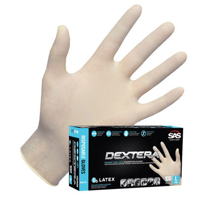 SAS Safety 6502-20 Dextera Medium Powder-Free Latex Gloves, 5Mil, 100/box