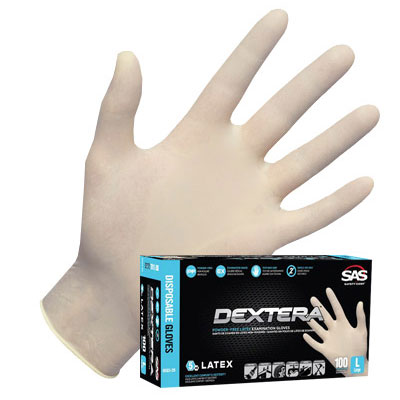 SAS Safety 6503-20 Dextera Large Powder-Free Latex Gloves, 5Mil, 100/box - Click Image to Close