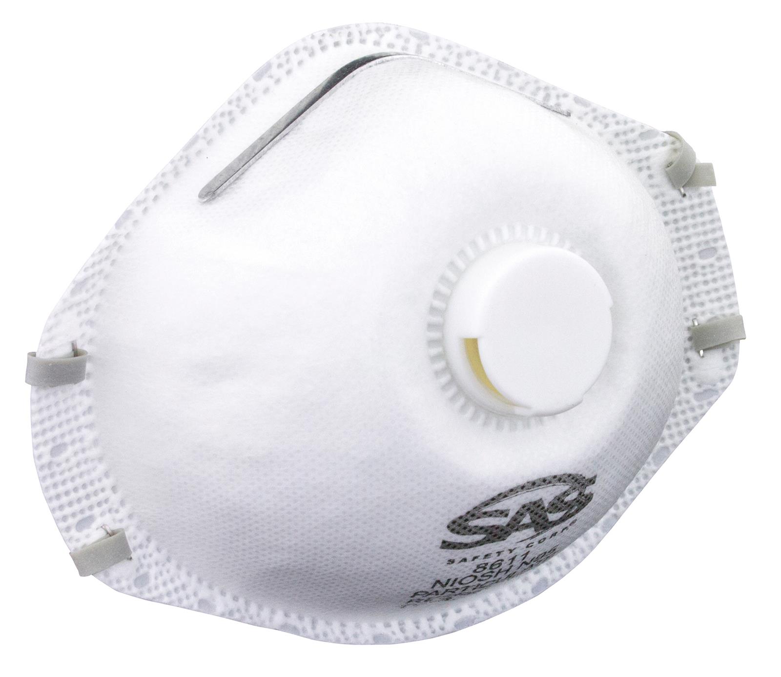 SAS 8611 N95 Valved Particulate Respirator Masks, 10 masks