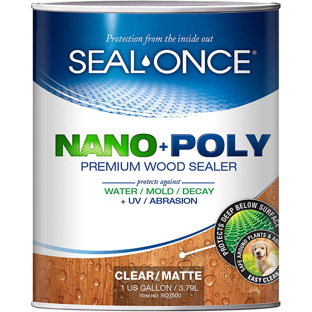 Seal-Once NANO+POLY Premium Wood Sealer, Clear, 7500, 1 Gallon