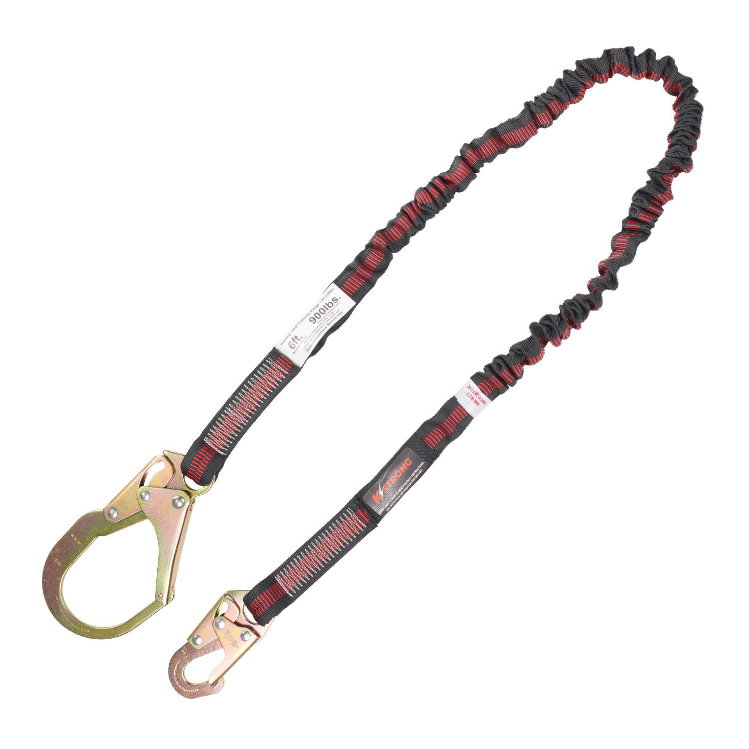 KStrong 6 ft. Internal Design Shock Absorbing Lanyard with Snap Hooks (ANSI), UFL204111 - Click Image to Close