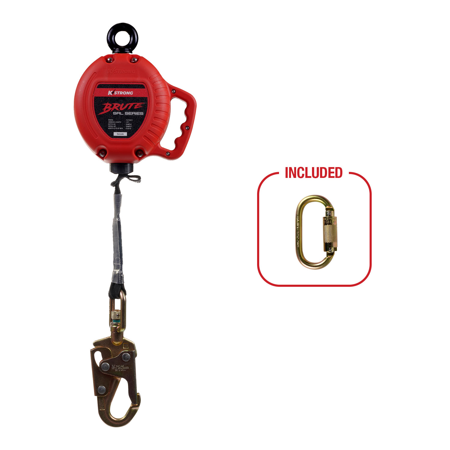 KStrong BRUTE 11 ft. Web SRL with Snap Hook, Includes Installation Carabiner (ANSI), UFS350011 - Click Image to Close