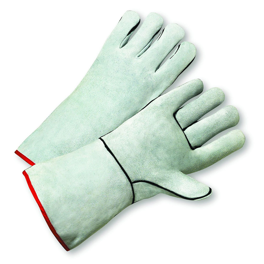 West Chester Welder's Gloves, Leather, per Dozen, Grey Split Cowhide, 14" L - Click Image to Close