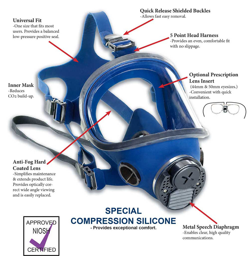 Dentec Safety U001200000 Silicone Full-Face Respirator Mask Assembly